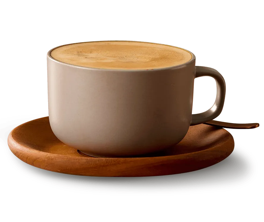 Caffe Mocha on a wooden side plate Caffe Mocha on a wooden side plate